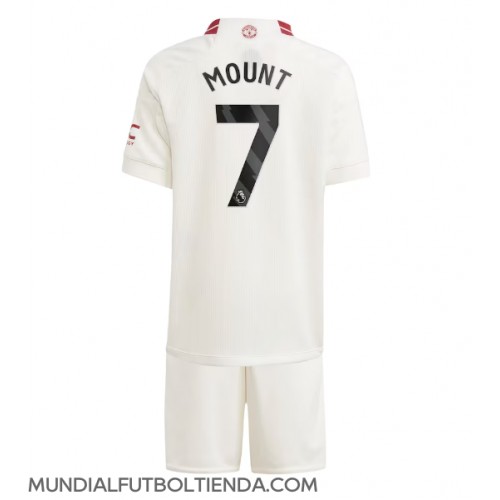 Camiseta Manchester United Mason Mount #7 Tercera Equipación Replica 2023-24 para niños mangas cortas (+ Pantalones cortos)